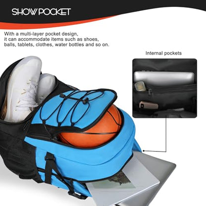Goloni 40L Basketball Bag,Large Basketball Backpack with Ball Compartment & Shoe Compartment,Backpack for Soccer,Volleyball - color: blue
