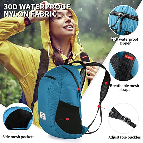 Naturehike 18L Lightweight Hiking Backpack, Waterproof Camping Packable Backpack Ultralight for Travel, Airplane, Small Hiking Daypack for Adults, Blue - color: Blue