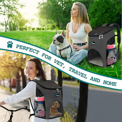 PetAmi Cat Backpack Carrier, Airline Approved Pet Carrier Backpack for Small Dogs and Large Cats, Soft Sided Collapsible Ventilated with Sherpa Bed for Hiking Travel, Max 18 lbs, Gray - color: Gray