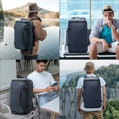 BANGE Travel Backpack with Shoe Compartment, 40L Large Capacity Back Pack, Men's Weekender Daypack Fits 17.3 Inch Laptop, Carry On Travel Backpack with Water Bottle Holder for Men and Women - color: Blue