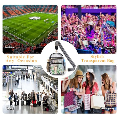 Clear Bag Stadium Approved Events Concerts Sports Outdoors Water Bottle Holder,Clear Purse for Women Men Handbags - color: 1# Black-c