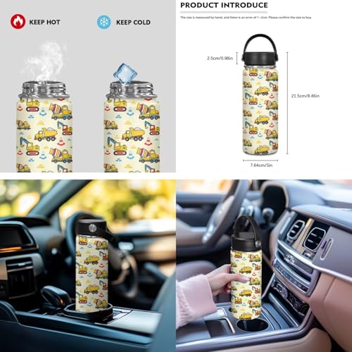 ZOUTAIRONG Backpack for School Mini Thermos with Carry Handle School Bags for Age 7-10/10-12/12-17, Construction Machinery Vehicle Print Casual Backpack with Side Pockets - color: Construction Machinery Vehicle Print