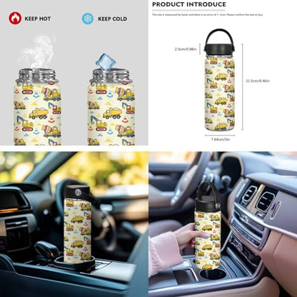 ZOUTAIRONG Backpack for School Mini Thermos with Carry Handle School Bags for Age 7-10/10-12/12-17, Construction Machinery Vehicle Print Casual Backpack with Side Pockets - color: Construction Machinery Vehicle Print