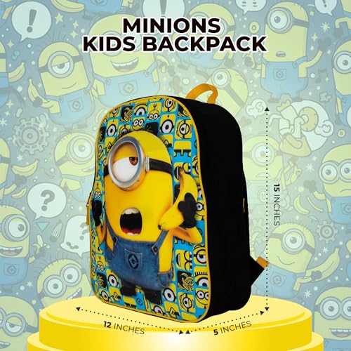 AI ACCESSORY INNOVATIONS Minions Kids Backpack, 15" Girls & Boys Despicable Me School Bag, Black - color: Barbie