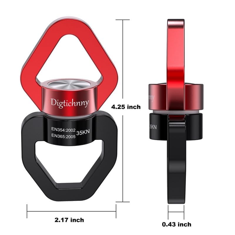 Swivel Hook for Swing,Aluminium Alloy 35KN, Swing Swivel Hanger for Tree Swing, Aerial Dance, Children’s Swing, Hanging Hammock Outdoor Indoor(Black-Red) - style: Black Red-1 Pack
