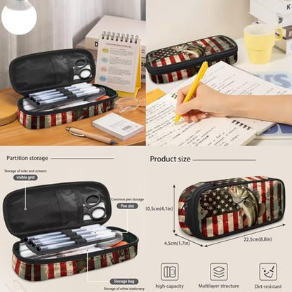 3 in 1 Backpack Set for Boys Girls USA Flag Fish 17 Inch Lager Capacity Bookbags School 3PCS Backpack with Lunch Box and Pencil Case - color: Usa Flag Fish