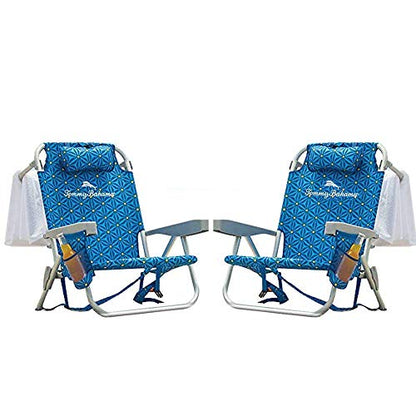 Tommy Bahama 2016 Backpack Cooler Chair with Storage Pouch and Towel Bar - color: Blue, size: 2 Count