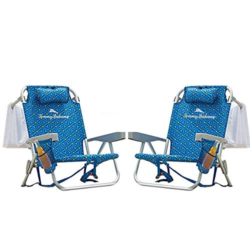 Tommy Bahama 2016 Backpack Cooler Chair with Storage Pouch and Towel Bar - color: Blue, size: 2 Count