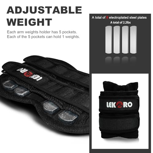 Ankle Weights Wrist Weights for Men Women, 1 Pair Adjustable Removable Steel Weighted Plates Arm Leg Weights for Walking Running Pilates, Fitness Weights - color: Adjustable Wrist Weights 2.2 LBS