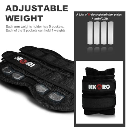 Ankle Weights Wrist Weights for Men Women, 1 Pair Adjustable Removable Steel Weighted Plates Arm Leg Weights for Walking Running Pilates, Fitness Weights - color: Adjustable Wrist Weights 2.2 LBS