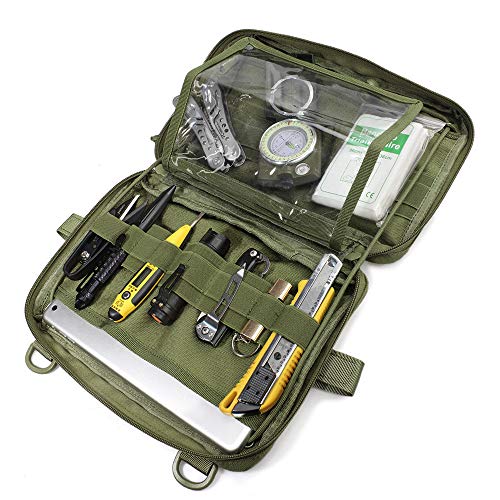 WYNEX Tactical Admin Molle Pouch, Medical EDC EMT Utility Bag Shell Design Attachment Pouches 1000D Nylon Hiking Belt Bags - color: Green (Upgraded)