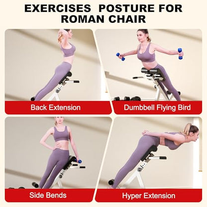 Roman Chair, Multifunctional hyperextension bench for Men & Women, Fitness Chair for Hip, Exceptional for Glute, Core and Lower Back Training,300 lbs Weight Capacity