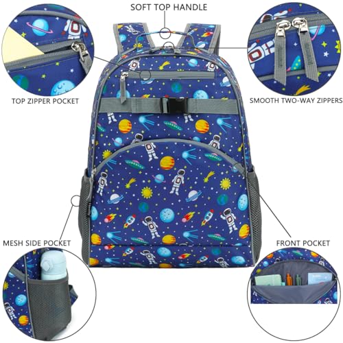 FlowFly Kids Backpack for Toddler Boys Girls, Simple Lightweight Bookbag for Daycare Kindergarten Elementary School Travel, Small Modern Bag (Large, Astronaut) - color: Astronaut, style: Kids Large: 17l