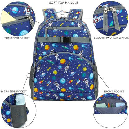 FlowFly Kids Backpack for Toddler Boys Girls, Simple Lightweight Bookbag for Daycare Kindergarten Elementary School Travel, Small Modern Bag (Large, Astronaut) - color: Astronaut, style: Kids Large: 17l
