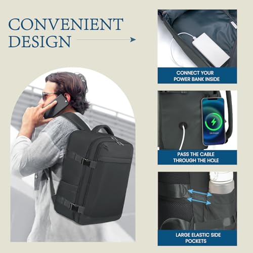 Lossga for Spirit Airlines Personal Item Bag 18x14x8 Inches Travel Bag Mens Travel Backpack for Women Fit Up to 17 inch Weekender Bags With Usb Charging Port Carry on Flight Approved - color: Dark Grey