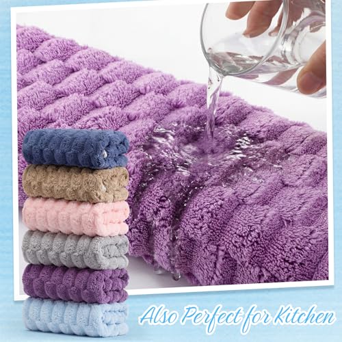 Peryiter 6 Pcs Hand Towels Set Small Microfiber Quick Dry Soft Hand Towel with Hanging Loop Absorbent Decorative Cleaning Bath Towels for Bathroom Kitchen Shower Spa Gym Travel Supplies 13.8''x29.5''