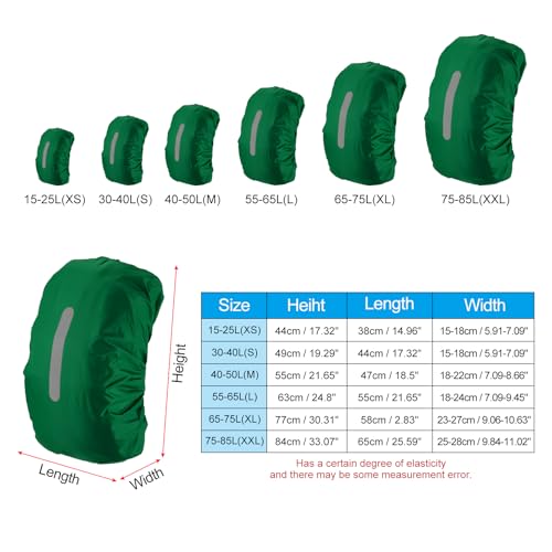 PATIKIL Waterproof Backpack Rain Cover, Non-Slip Backpack Cover with Vertical Reflective Strap Stay Dry for Hiking, Camping, Hunting - color: Dark Green, size: Small