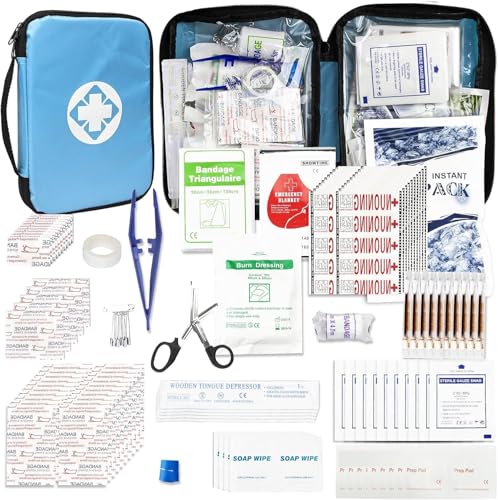 Home Car First Aid Kit Refill Supplies for Business 300Pcs Emergency Kits Urgent Essential for Workpalce Outing Skating Waterproof First Aid Blue Bag for Backpacking 1st Aid - style: Blue-300Pcs