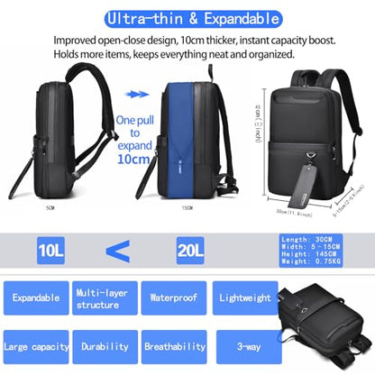 Travel Laptop Backpack for Men Business Backpack Expandable Fits 15.6-inch Laptop Waterproof Durable Computer Backpack for Business Travel Work Office College Daily Use