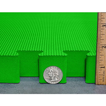 Meister X-Thick 1.5" Interlocking EVA Foam Mats - 2X Cushion for Wrestling, MMA Takedowns & Gymnastics - 2'x2' Tiles - color: Green, size: 10 Tiles (40 Sqft)