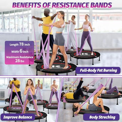 K KENSONE 40" Mini Flodable Spring Rebounder Trampoline for Adults, Small Exercise Trampoline for Indoor Workout and Fitness, Purple Resistance Band Included, Max Load 330 LBS - size: 40"(Purple Resistance Band), style: Without Bar