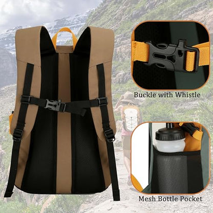 25L Lightweight Backpack for Cycling or Hiking, Hydration Pack Water Resistant,Climbing Backpack for Men Women (Khaki) - color: Khaki