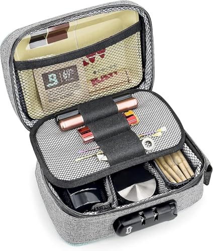 OZCHIN Smell Proof Bag with Combination Lock File Organizer Case Container Medicine Odorless Storage Lock Box Great Gift for Friend - color: grey, size: M