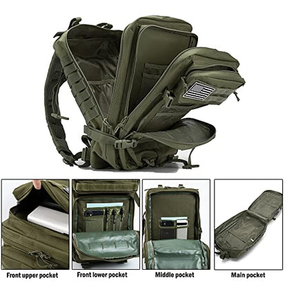 QT&QY 45L Military Tactical Backpacks For Men Camping Hiking Trekking Daypack Bug Out Bag Lage MOLLE 3 Day Assault Pack - color: 1.0 Green