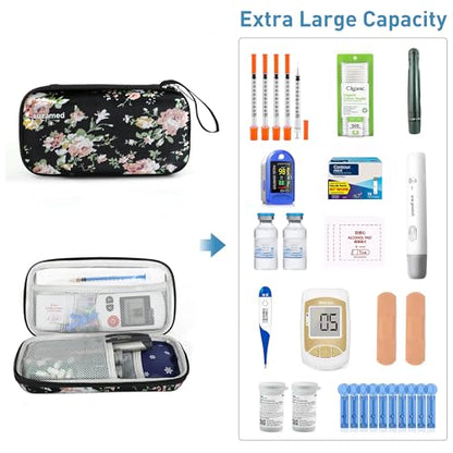 suzamed Insulin Cooler Travel Case,EVA Insulation Travel Medicine Kit with 2 Ice Packs for Diabetes Care,Insulin Pen and Other Diabetic Supplies (Rose) - color: Rose