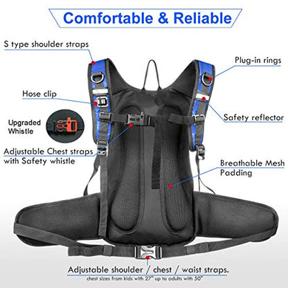 Mothybot Hydration Pack, Insulated Hydration Backpack with 2L BPA Free Water Bladder and Storage, Hiking Backpack for Men, Women, Kids for Running, Cycling, Camping - Keep Liquid Cool up to 5 Hours - color: Dark Blue