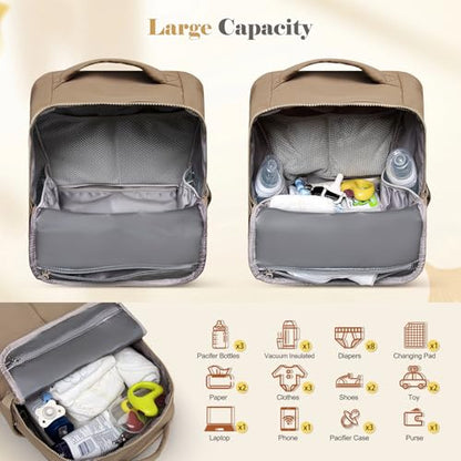 Diaper Bag with Changing Pad Baby Bag for Mom Lightweight Versatile Travel Backpack,15 Pocket,2 Insulated Pockets,Baby Shower Essentials,Brown - color: Brown
