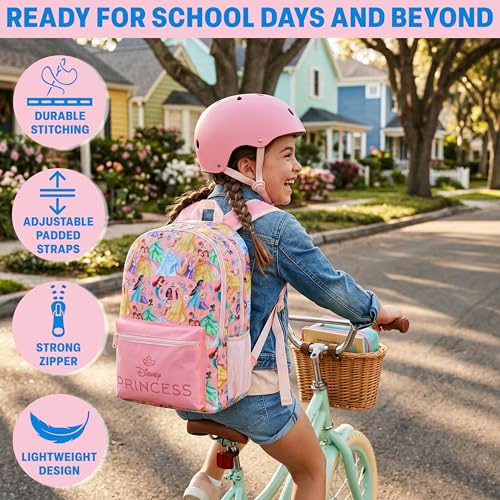 Get Trend Disney Princess Kids Backpack for Girls, 18 inch Bookbag with Padded Straps, Travel School Bag, Girls Gifts (Multi Princess) - color: Multi Princess