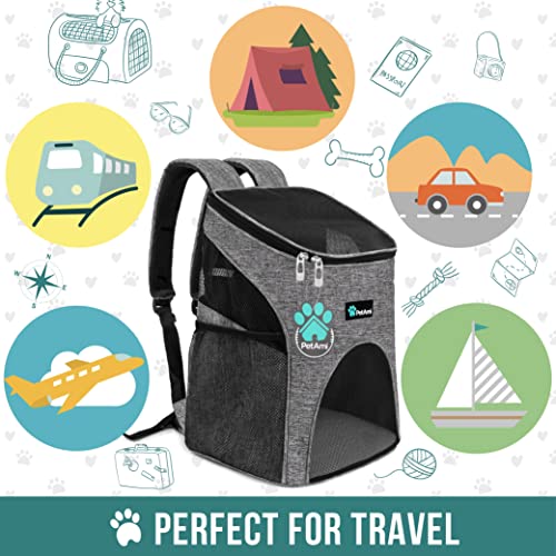 PetAmi Cat Backpack Carrier, Airline Approved Pet Carrier Backpack for Small Dogs and Large Cats, Soft Sided Collapsible Ventilated with Sherpa Bed for Hiking Travel, Max 18 lbs, Heather Gray - color: Heather Gray