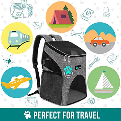 PetAmi Cat Backpack Carrier, Airline Approved Pet Carrier Backpack for Small Dogs and Large Cats, Soft Sided Collapsible Ventilated with Sherpa Bed for Hiking Travel, Max 18 lbs, Heather Gray - color: Heather Gray