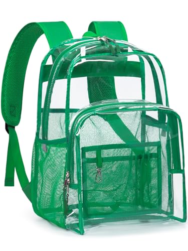 Clear Backpack Heavy Duty, 17 Inch Large TPU Clear Bookbag for Boys Girls Adult, See Through Book Bag Transparent Backpacks with Multiple Pockets for School College Work Casual, Light Green - color: Green, size: Medium