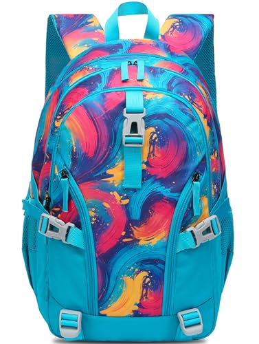 BLUEFAIRY High School Backpack for Girls Boys Middle School Bookbag for Kids Back to School Bag for College with Large Compartment Casual Daypack Mochilas para Niñas Adolescentes 18" Tie Dye Teal - color: Teal