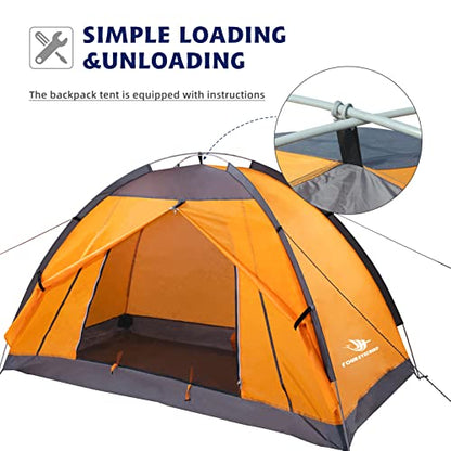 7.2 × 4 × 4 Feet Single Backpack Tent, Waterproof Camping and Hiking Tent can be Used by One Person, Light and Durable - color: Orange