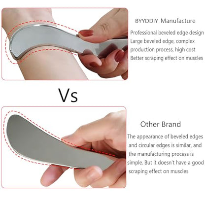 BYYDDIY SD 2 in 1 304Stainless Steel GuaSha Muscle Scraper Tools Set,Scar Tissue Tool,Physical Therapy Tools,Muscle Scraping Tool,Massage Scraper,IASTM Tools,Soft Tissue Massage Tool (SD2)
