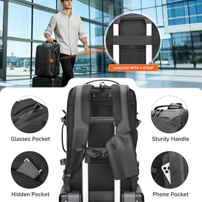 SWICKY Travel Backpack for Men, 40L Carry on Luggage Laptop Backpack Bag Airline Approved, Water-Resistant Business Commuter Backpack Fits 17.3 Inch Laptop - color: Black(82508-fits 17.3 Inch Laptop)