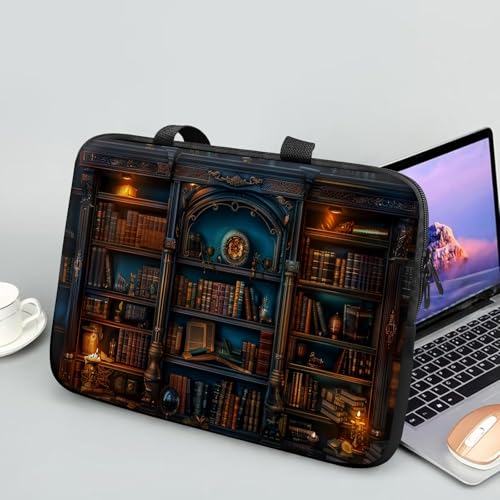 14 15 15.4 15.6 inch Laptop Handle Bag Computer Bag, Pouch Holder Notebook Sleeve Cover Soft Case Compatible for Dell,Lenovo,Toshiba HP, Asus Notebook-Library Bookshelf - color: Library Bookshelf