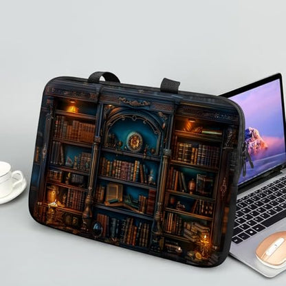 14 15 15.4 15.6 inch Laptop Handle Bag Computer Bag, Pouch Holder Notebook Sleeve Cover Soft Case Compatible for Dell,Lenovo,Toshiba HP, Asus Notebook-Library Bookshelf - color: Library Bookshelf