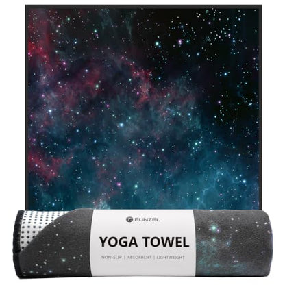 Eunzel Hot Yoga Towel, Non Slip Yoga Mat Towel Sweat Absorbent Printed Yoga Towel with Grip Dots for Hot Yoga, Pilates and Workout 72"x 24", Galaxy - color: Galaxy