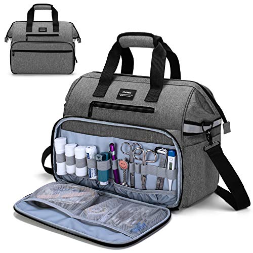CURMIO Home Health Nurse Bag, Medical Supplies Bag with Padded Laptop Sleeve for Home Visits, Health Care, Hospice, Bag ONLY, Gray (Patent Pending) - color: Gray