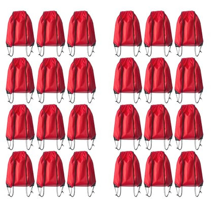 Drawstring Backpack Bulk 24Pcs Draw String Backpack Bags DIY Gym Sports Traveling Yoga Cinch Bag Sackpack Drawstring(red) - color: Red