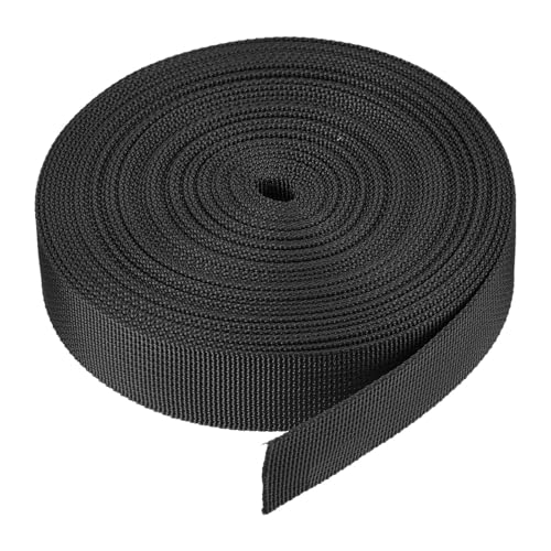 Nylon Webbing Strap Nylon Webbing Straps Durable Nylon Strap for Outdoor DIY Gear Repair,Backpack,Cargo Strap,Luggage-Rack,Pet Collars,Crafts - color: Black, size: 1 inchx10 Yards