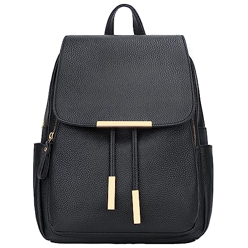 KKXIU Trendy Leather Backpack Purse for Women and Ladies Shoulder Travel Daypacks Bags (A-Black) - color: A-black, style: Backpack