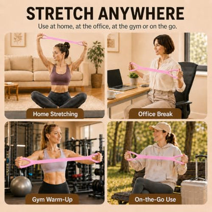 Figure 8 Resistance Bands with Handles, Resistance Bands for Arms, Back & Shoulder Training, Exercise Equipment for Yoga, Pilates & Stretching, Portable Home Gym Equipment - color: Pink