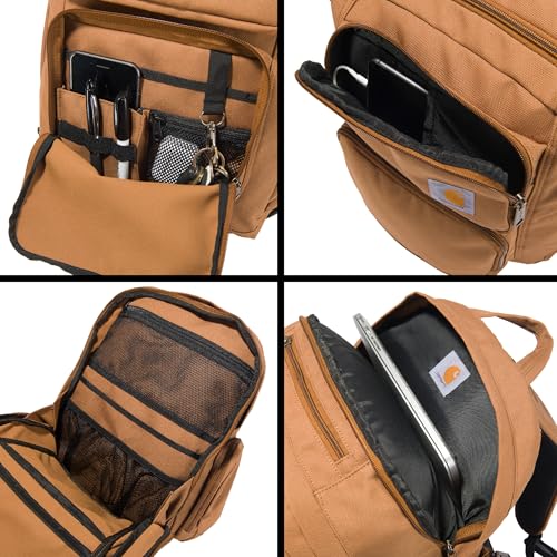 Carhartt 35L Triple-Compartment Backpack, Durable Pack with Laptop Sleeve and Duravax Abrasion Resistant Base, Black - color: Black