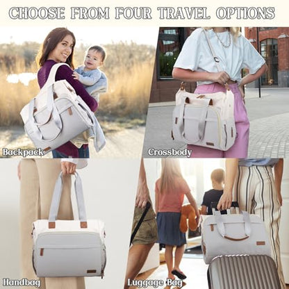 Diaper Bag Backpack Mommy Bag Large Capacity Diaper Backpack Travel Essential Baby Diaper Bag for Mom and Dad, Blue & Beige - color: Blue & Creamy-white