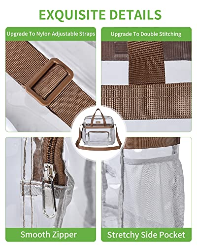 MAY TREE Clear Vinyl Tote Bag, 12 x 6 x 12 in, Brown, Suitable for Work, Travel, Sports, Office - color: Brown